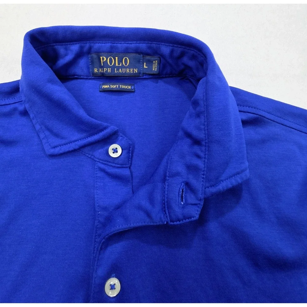 Polo Ralph Lauren Polo Shirt Men L Blue LIMITED USE Pima Soft Touch Athletic Fit